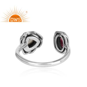 <b>Pink</b> Topaz and Rainbow Moonstone Ring Handmade Oxidized 925 Silver Designer Ring Jewelry Manufacturer Vintage Collection - Product Image 4