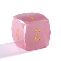 1 pièce de dés polyédriques rose œil de chat à facettes multiples, faits à la main, à facettes diamantées, D6 D20 22mm, pour jeux de table Dungeons & Dragons