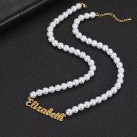 Collar Personalizado Qingyuan con Baño de Oro de 18K, Inicial del Nombre, Perla y Certificación CE