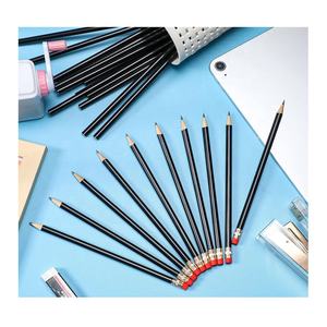 Lot de crayons ronds HUA pour l'école, le dessin et le croquis, crayons en bois graphite HB avec gommes sur le dessus, dureté 2B, matériau en bois noir - Product Image 4