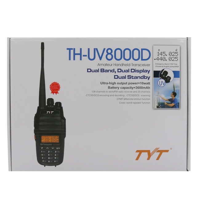 Storage Dual-band Dual-display FM Radio Analog Handheld Walkie-talkies TH-UV8000D Full Set 8km 128 Channel VHF/UHF 10W 3600mAh