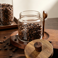 Bocaux de conservation en verre hermétiques et anti-humidité avec couvercle et cuillère en bois d'acacia, récipients à large ouverture pour grains de café, flocons d'avoine et produits secs