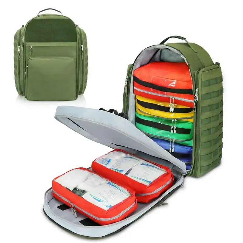 पुरुषों के लिए टैक्टिकल मेडिक बैकपैक, आउटडोर स्पोर्ट के लिए ट्रॉमा किट प्राथमिक चिकित्सा भंडारण बैग, बड़ी क्षमता वाला आपातकालीन बैगपैक मेडिकल बैग