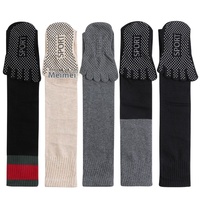 Chaussettes longues de yoga à 5 orteils pour femmes, antidérapantes, pilates, amincissantes, automne, cinq doigts.