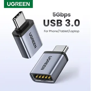 UGREEN adaptor OTG, konverter Thunderbolt 3 Tipe C ke USB 3.0, adaptor OTG untuk Macbook pro Air Xiaomi Samsung S20 S10 OTG