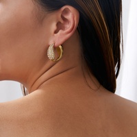 Dazan Autumn18k Plaqué Or Hypoallergénique En Acier Inoxydable De Haute Qualité Boho Tai Chi Fil Ailes D'ange Iced Out Zircon Boucles D'oreilles