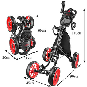 <span class=keywords><strong>Chariot</strong></span> de <span class=keywords><strong>Golf</strong></span> pliable à 4 roues avec porte-boisson et porte-parapluie - Product Image 5