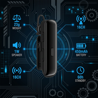 Mini Analog Telsiz UHF 400-480MHz 16 Kanal 0.5W 23g Kulaklıklı Eller Serbest Gizli Otel Restoran 0-1km Menzil İngilizce KE-03