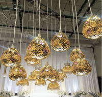 Lustre de Mariage de Luxe, Lampe à 10 Fleurs en Cristal, Décoration d'Événement de Mariage, Luminaires Suspendus en Métal Doré pour Plafond