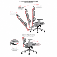 Chaise de Gaming Ergonomique en Maille avec Accoudoirs 4D Exosquelette Mecha, Siège Coulissant, Vérin à Gaz Classe 4, Base en Aluminium, Chaise de Bureau Informatique