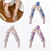 Clips de chaussures en forme de feuille en V avec strass, accessoires de luxe pour les pieds, pour sandales et tongs d'été
