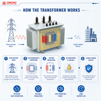 Transformateur électrique de distribution triphasé immergé dans l'huile YIMENG 250 Kva 315 Kva 400 Kva 500 Kva 630 Kva 800 Kva