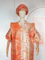 Vêtements Femme en Gros, Robe Africaine Grande Taille Verte, Abaya Élégante Riche Boubou, Ensemble Robe et Foulard, Robes Maxi