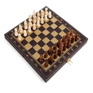 チェスセット21 Suppliers-40 × 40 × 2.5センチメートルHigh-グレードLeather Chess Wooden Folding Chess Set