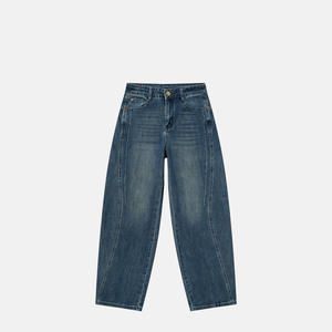 Jeans de Mezclilla de Corte Bootcut de Cintura Alta para Mujer, Talla Grande, Estilo Vintage, Plisados, Ajuste Regular, Secado Rápido, Marca DF - Product Image 1