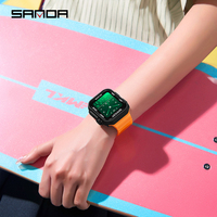 Jam Tangan Elektronik SANDA 9510 Baru untuk Pria, Tali TPU, Tahan Air 5ATM, Jam Tangan Wanita, Kalender, Multifungsi, Olahraga, Jam Tangan Pelajar