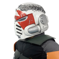Casque de guerrier haut de gamme en résine pour déguisement d'Halloween avec lumière LED, masque de cosplay de soldat portable, vente en gros