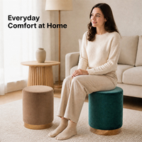 Pouf rond fonctionnel en velours vert, gain de place, avec rangement, banc ottoman, tabouret