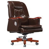 Fauteuil de Direction Moderne en Cuir Véritable OEM avec Accoudoirs et Base en Bois Massif, Chaise de Bureau Ergonomique de Luxe pour Dirigeant