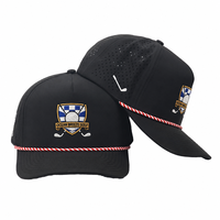 Casquette de golf en nylon à 5 panneaux avec logo brodé 3D personnalisé, perforations laser et détails en corde, casquette de sport de luxe souple et performante, vente en gros