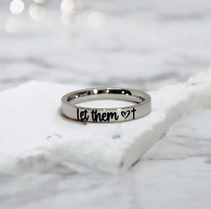 Laissez-les anneau Self Care Empowerment Gift Motivational Jewelry Inspirational Gravé Cross Her Self Love Encouragement - Product Image 4