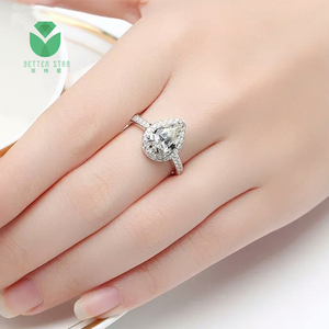 Betterstar IGI GIA gecertificeerde HPHT CVD VVS laboratorium gekweekte diamanten juwelen peer-vormige diamanten <span class=keywords><strong>ring</strong></span> massief gouden <span class=keywords><strong>ring</strong></span> verlovingsring dames - Product Image 5