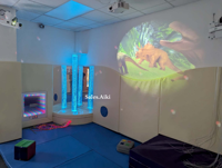 Lampe d'Ambiance Salle Sensorielle Projecteur Rotatif LED Effet Océan pour Enfants Autistes, Jouet Lumineux Interactif pour Aire de Jeux Intérieure