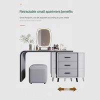 Table de toilette de luxe légère avec tabouret Prix de gros Commode blanche crème à 3 tiroirs avec miroir pour chambre à coucher