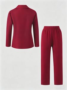 <span class=keywords><strong>Costume</strong></span> de cérémonie pour enfants rouge bordeaux à manches contrastantes et sequins, infroissable, idéal pour les événements festifs, les réceptions, le piano, les anniversaires et le Nouvel An - Product Image 2