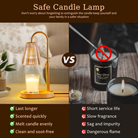 Lampe chauffe-bougie électrique avec minuterie, chauffe-cire en verre pour bougies, hauteur réglable et lumière à intensité variable, sans flamme, parfumée