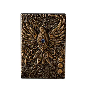 A5 Phoenix Leather Hard Cover Notebook, Klassieke Creatieve 3D Reliëf Lederen Notebook, Travel Journal
