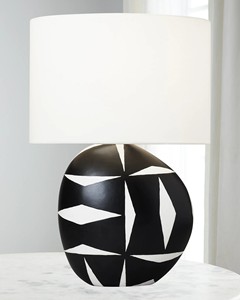 Lampe de table ronde moderne noire avec motif blanc pour l'éclairage de la maison, de l'hôtel, de la villa, de la chambre et du salon - Product Image 1