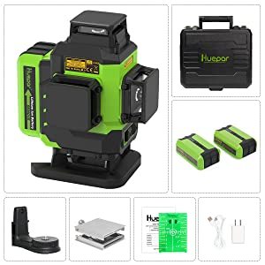 Nivel Láser Profesional <span class=keywords><strong>Huepar</strong></span> L04CG <span class=keywords><strong>4D</strong></span> de Haz Verde, Nivel Láser Autonivelante de Líneas Cruzadas - Product Image 3