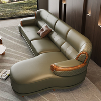 Nouveau canapé d'angle en cuir de style chinois, bois massif, salon, petit appartement, canapé moderne en forme de L, meubles combinés