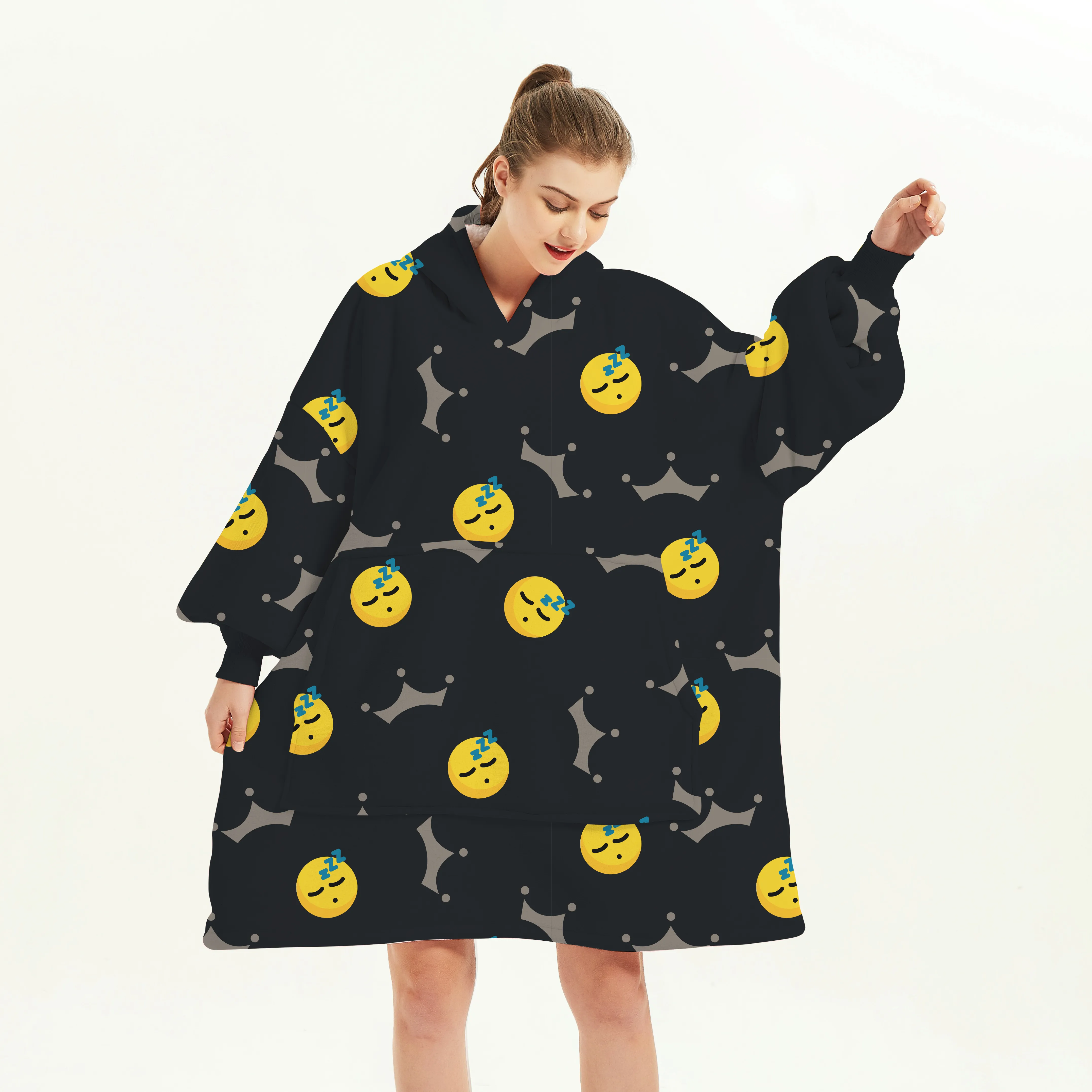 Customized Design Adult Women Unisex Men Wearable Blankets Giant Flannel Fleece Oversized Blanket Hoodie