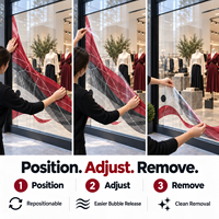 Rouleau d'autocollants transparents en film PET amovible imprimé sur mesure, 120 microns, adhésif silicone, avec technologie Air Release pour les magasins de mode