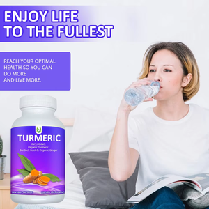 Cápsulas de Cúrcuma y Jengibre con Raíz de Bardana Orgánica, Favorecen la Salud Digestiva en Adultos, Venta al Por Mayor OEM - Product Image 4