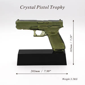 Elegante Soporte de Exhibición de Cristal Transparente para Pistola Hecho en EE. UU. Modelo 3D para Pistola <span class=keywords><strong>Glock</strong></span> G17 G19 G43X Venta al por Mayor Otras Artesanías de Cristal - Product Image 2
