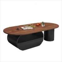 Table basse en bois de noyer, mobilier de salon, usage domestique, luxe léger, style français haut de gamme, design du milieu du siècle, espace de rangement