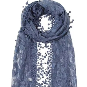 Sciarpa Leggera in Lana con Frange a Foglia e Pizzo Quadrato per Donne, Modello <span class=keywords><strong>Cindy</strong></span> e Wendy - Product Image 1