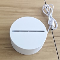 Base de lampe LED alimentée par USB avec fente en acrylique, support de plaque lumineuse blanche, cordon avec interrupteur intégré pour veilleuse DIY