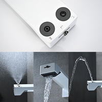 Robinets de lavabo modernes à LED pour salle de bains Pistolet en laiton gris Robinet d'eau chaude et froide Mélangeurs de lavabo muraux