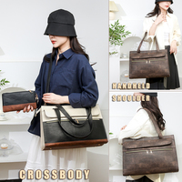 Sacs à main de luxe en cuir végétalien personnalisés 2026, ensemble de 2 pièces, grande capacité, pour femme, mallette pour ordinateur portable, sac fourre-tout de travail, sac à bandoulière, marque privée