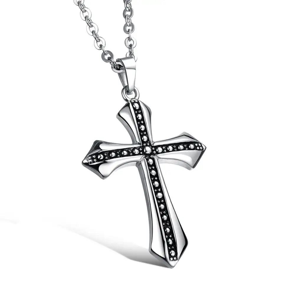 2022 New Fashion Medieval Gothic Jewellery Latest Pendant For Men Jesus Cross Necklace Wholesale Vintage Silver