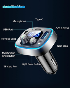 Adaptador USB C BT para Auto, Transmisor de Radio FM Inalámbrico AUX, Llamadas Manos Libres y Receptor de Audio, Reproductor de Música MP3 con Retroiluminación LED - Product Image 2
