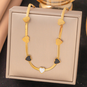 Parure de bijoux de luxe française en forme de cœur, collier et <span class=keywords><strong>bracelet</strong></span> en acier inoxydable avec pampilles, anti-décoloration, cadeau quotidien pour <span class=keywords><strong>femme</strong></span>, accessoires de rendez-vous en gros - Product Image 2
