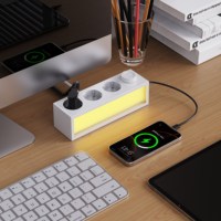 Multiprise de bureau 3 prises avec USB et interrupteur rotatif, prise de courant RVB colorée 2026, multifonctionnelle, norme UE/Allemagne