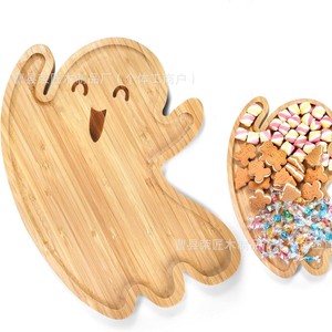 Plateau de service en bambou en forme de fantôme, assiette décorative en bois pour Halloween, vaisselle de fête - Product Image 3