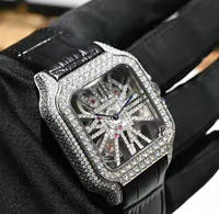 Montre automatique de luxe 3A Hip Hop avec cadran et lunette entièrement sertis de moissanite, style Carter Santo modifié pour homme