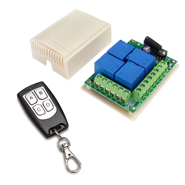 QIACHIP 433MHz Wireless Remote Control Switch DC 12V 4CH Relay Receiver Module with 4 Channel RF Remote 433.92 Mhz Transmitter